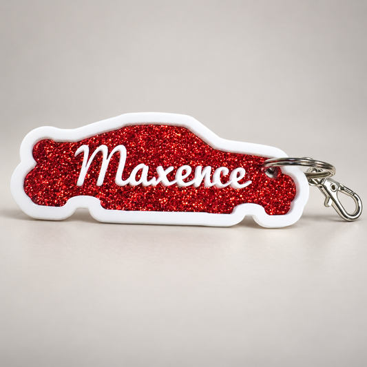 Porte-clés voiture pailleté avec prénom – photo 1
