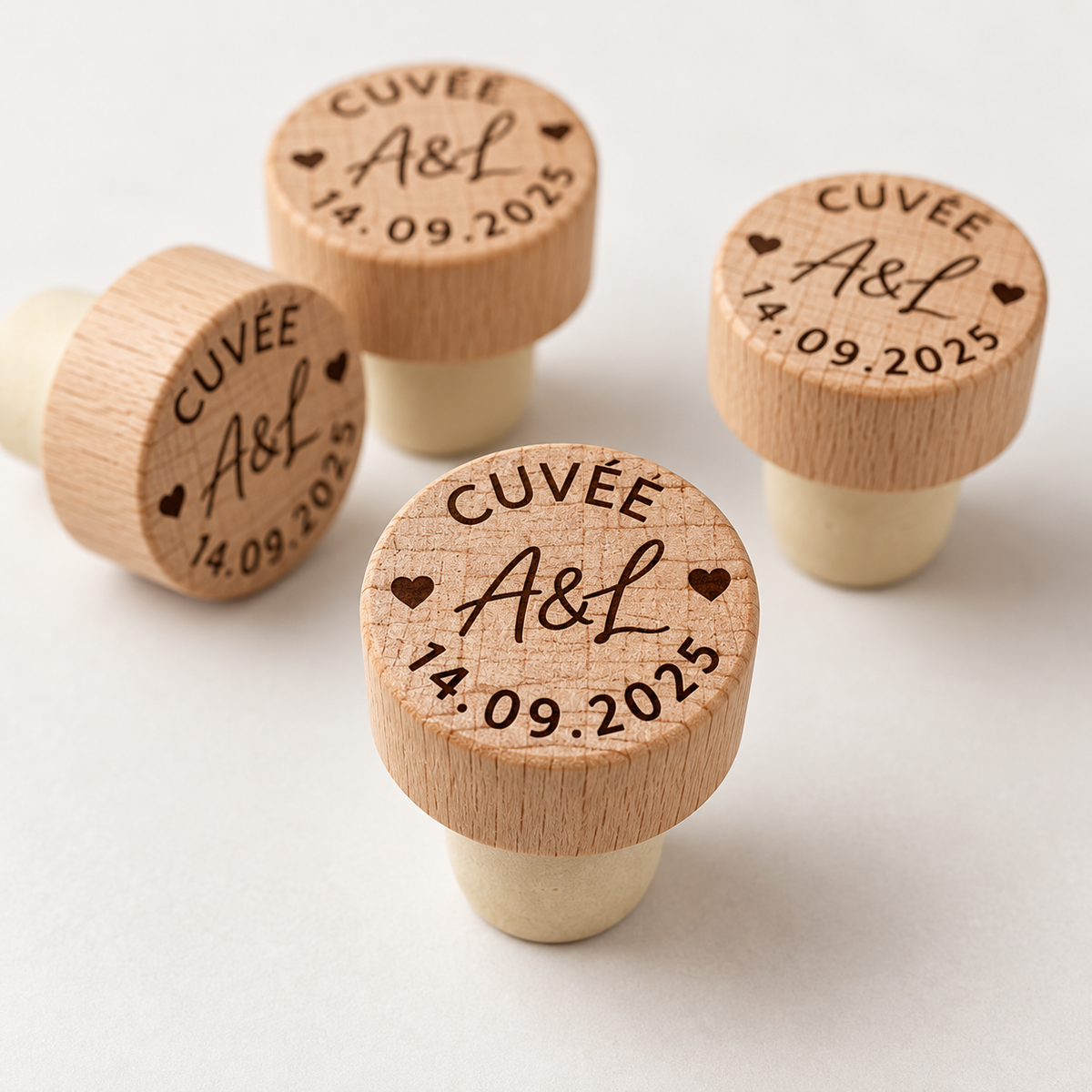 Bouchon de bouteille mariage gravé prénoms et date – photo 1