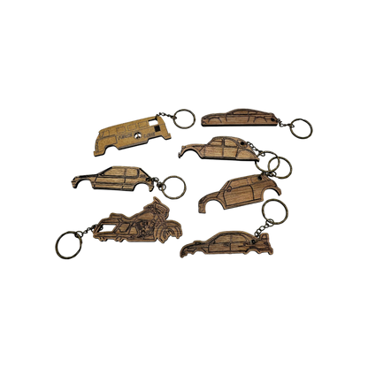 Porte-clés en bois découpé – Véhicules & motifs