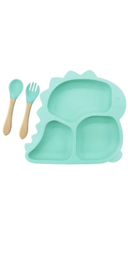 Assiette enfant en silicone personnalisée avec couverts – photo 2