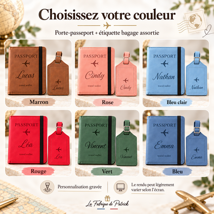 Pack voyage personnalisé protège-passeport et étiquette de bagage – photo 1
