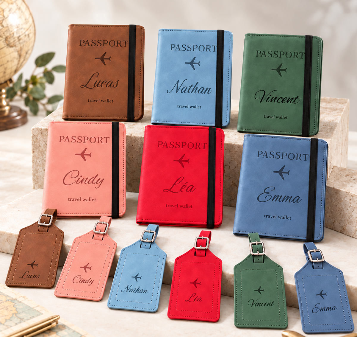 Pack voyage personnalisé protège-passeport et étiquette de bagage – photo 2
