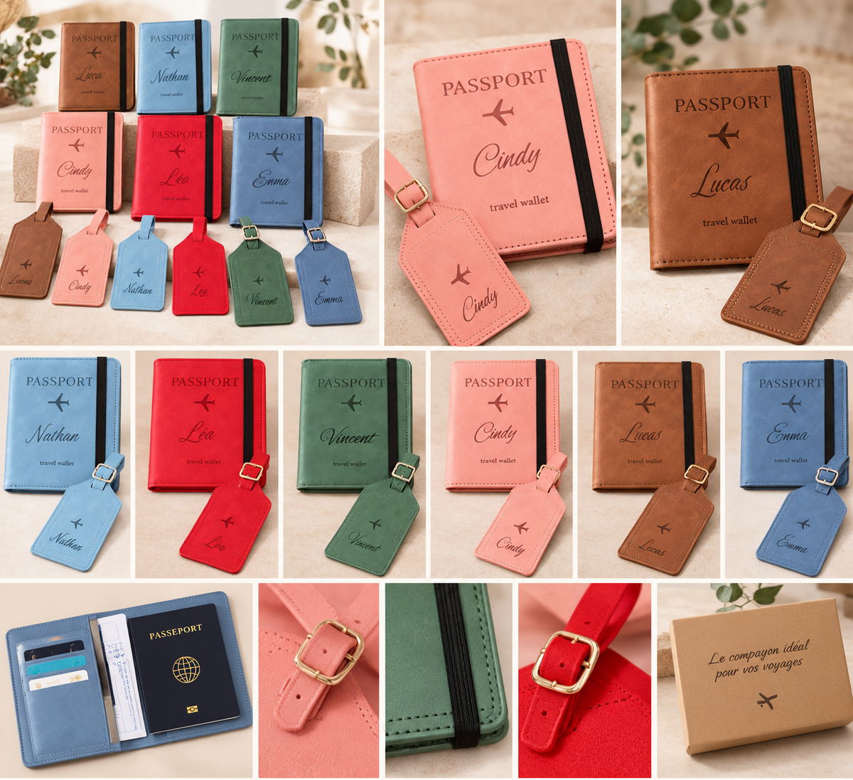 Pack voyage personnalisé protège-passeport et étiquette de bagage – photo 3